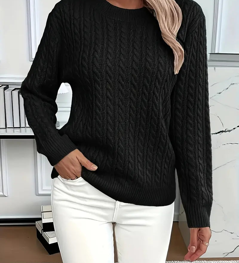 Quinisha – Knit Sweater with Cable Pattern