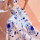 Avermy | Graceful Blue Floral Dress