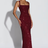 Roosa – Sparkling Square Neck Maxi Dress