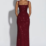 Roosa – Sparkling Square Neck Maxi Dress