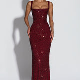Roosa – Sparkling Square Neck Maxi Dress