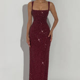 Roosa – Sparkling Square Neck Maxi Dress