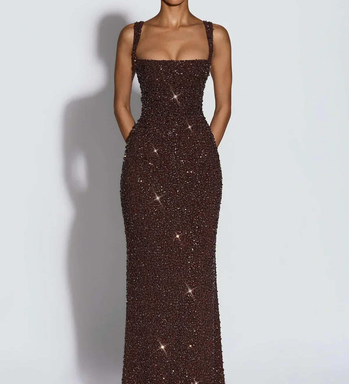 Roosa – Sparkling Square Neck Maxi Dress