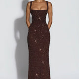 Roosa – Sparkling Square Neck Maxi Dress