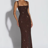 Roosa – Sparkling Square Neck Maxi Dress