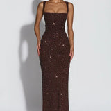 Roosa – Sparkling Square Neck Maxi Dress