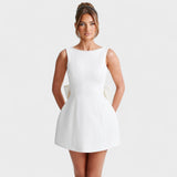 Carrie | Mini Dress with Silver Thread Ribbon