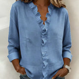 Indie | Ruched Blouse, V-Neck and Long Sleeves