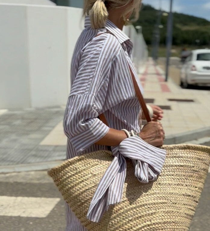 Veronica™ – Classic Striped Shirt Dress