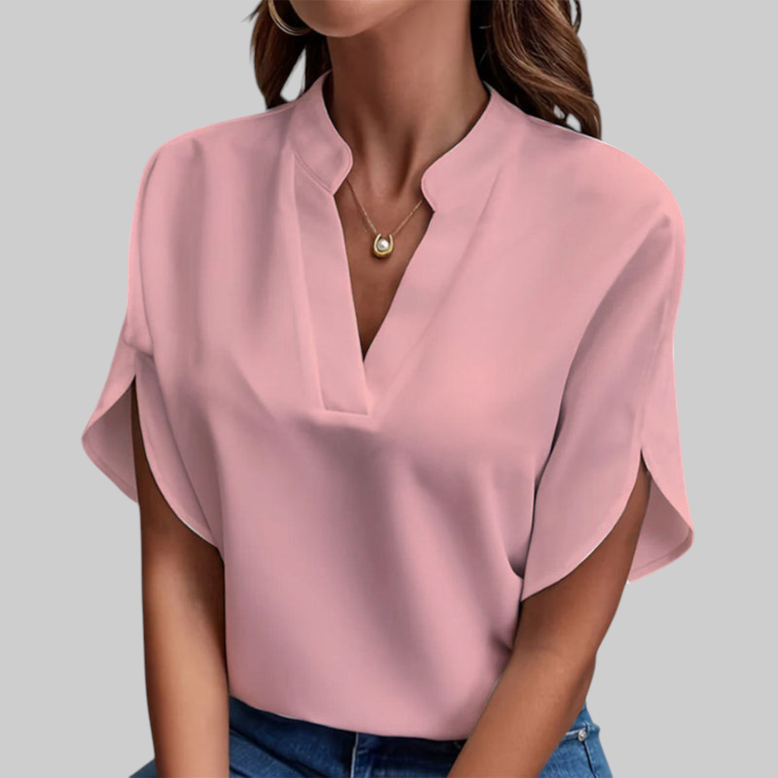 Carla | Luxurious V-Neck Decorative Blouse