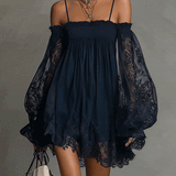 Nea - Mini Dress with Bare Shoulders and Lace