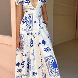 Avermy | Graceful Blue Floral Dress
