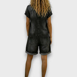 Tiina - Vintage Cotton Jumpsuit with Denim Pattern