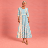 Spring Blossom Patchwork Midi Dress