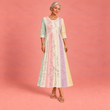 Pastel Garden Panel Pocket Midi Dress