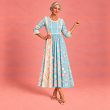Spring Blossom Patchwork Midi Dress