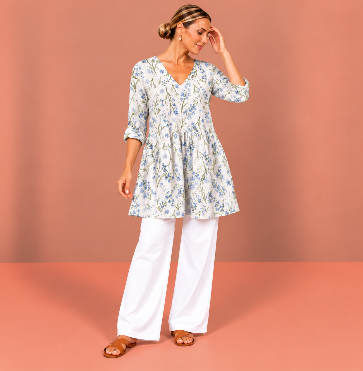 Lenora | Long Blouse with V-Neck