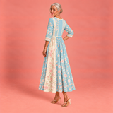 Spring Blossom Patchwork Midi Dress