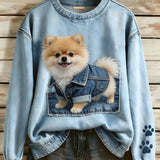 Perla - Women's Long Sleeve Retro Patchwork Animal Print Relaxed Sweatshirt