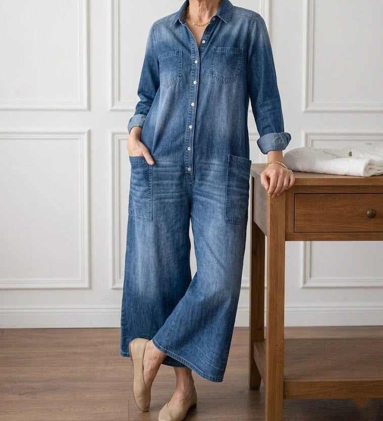 Ilona - Cotton Denim Jumpsuit